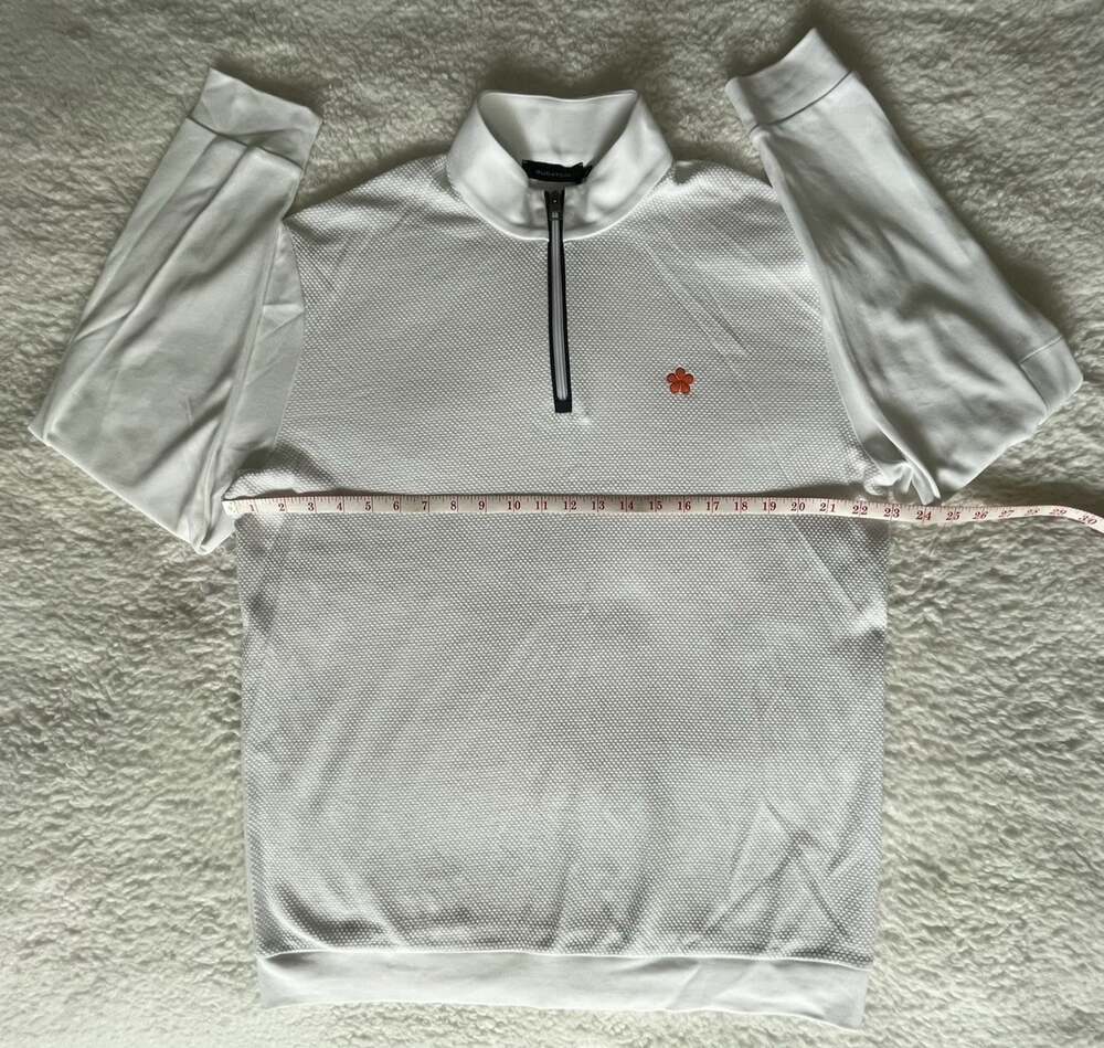 Bugatchi Beehive Quarter-Zip Pullover Mens L White 100% Cotton Long Sleeve Golf - Picture 4 of 16